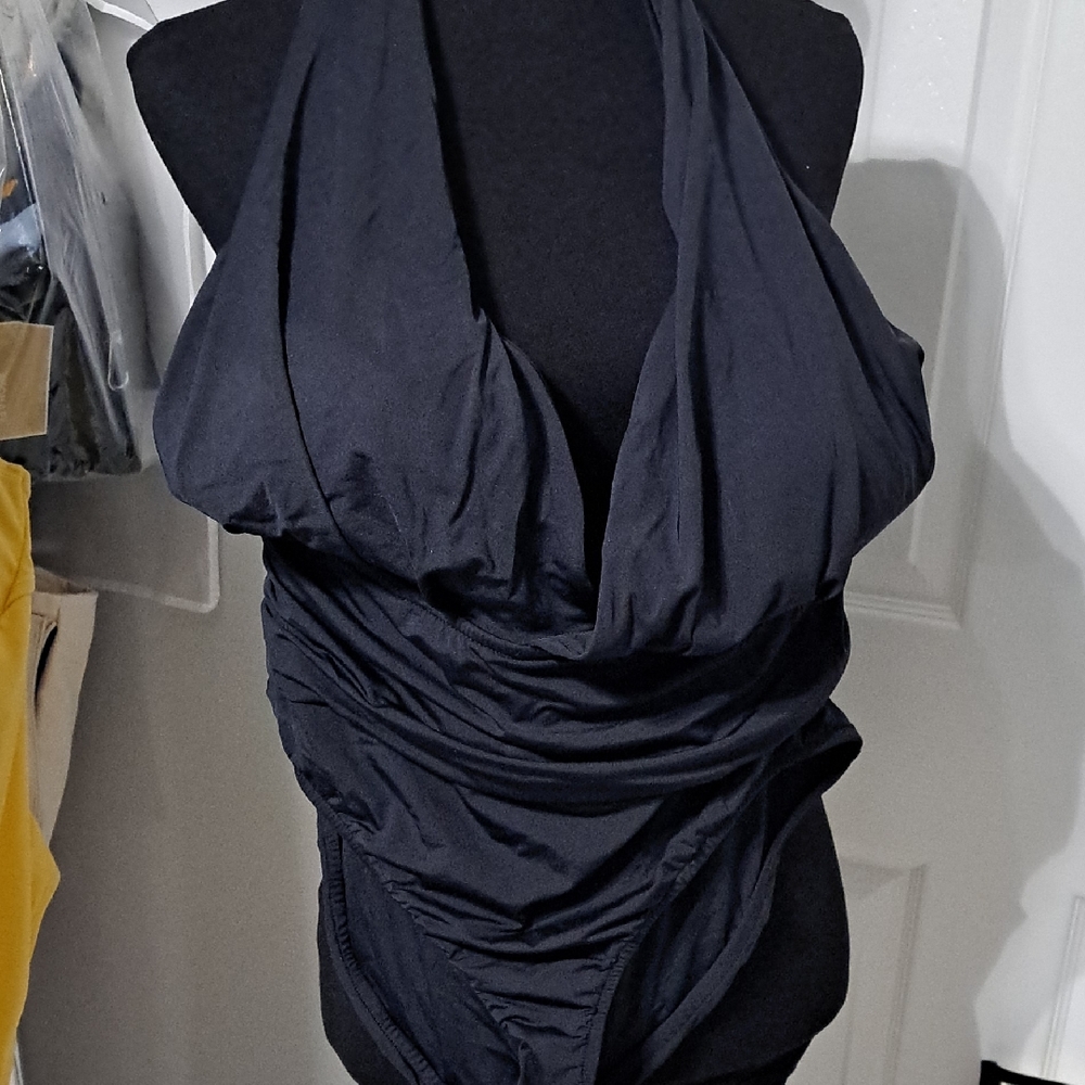 Badgley Mischka Black One Piece Swimsuit